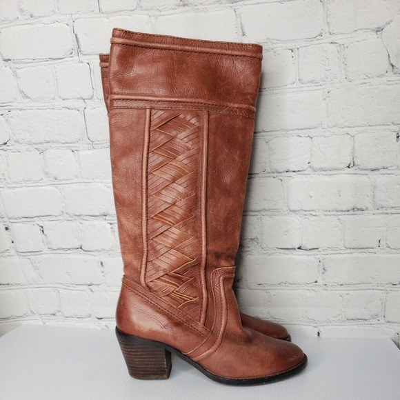 Fossil Womens Red Leather Pull On Boots Heels Size 7 - Picture 4 of 13